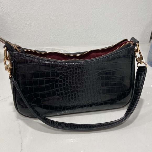 Black Crocodile Print Vegan Leather Clutch Bag/Shoulder Bag 🔥 - Picture 4 of 5